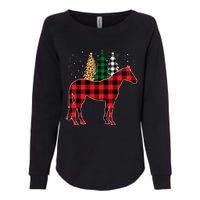 Red Buffalo Plaid Horse Tree Leopard Print Christmas Pajamas Womens California Wash Sweatshirt