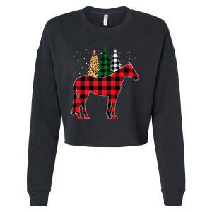 Red Buffalo Plaid Horse Tree Leopard Print Christmas Pajamas Cropped Pullover Crew