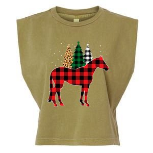 Red Buffalo Plaid Horse Tree Leopard Print Christmas Pajamas Garment-Dyed Women's Muscle Tee