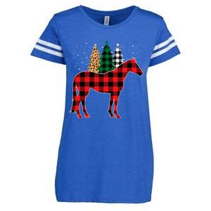 Red Buffalo Plaid Horse Tree Leopard Print Christmas Pajamas Enza Ladies Jersey Football T-Shirt