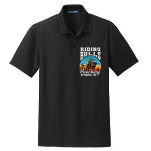 Riding Bulls Punching Fools Cowboy Rodeo & Ranch Lovers Dry Zone Grid Polo