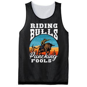 Riding Bulls Punching Fools Cowboy Rodeo & Ranch Lovers Mesh Reversible Basketball Jersey Tank