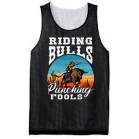 Riding Bulls Punching Fools Cowboy Rodeo & Ranch Lovers Mesh Reversible Basketball Jersey Tank