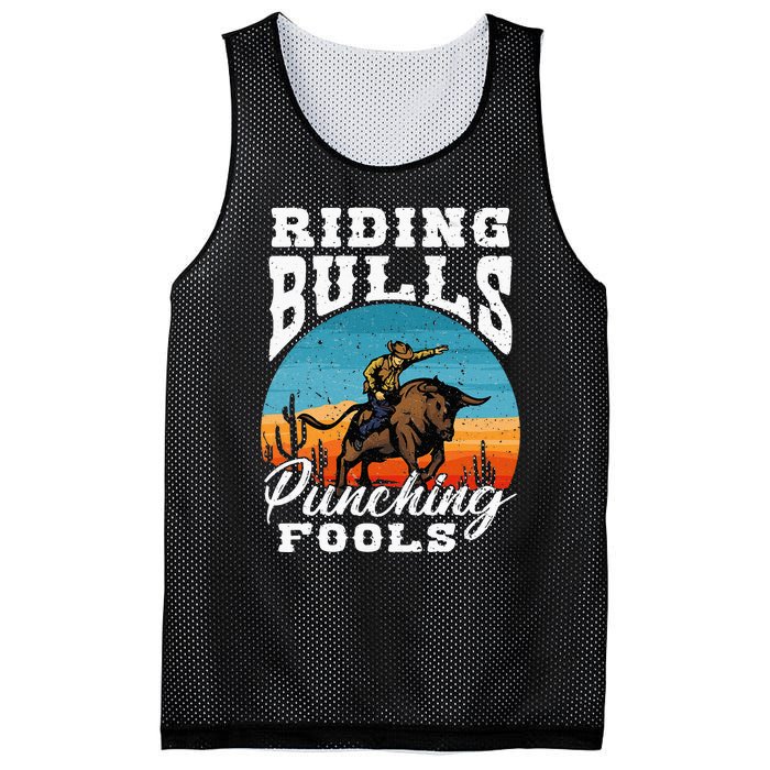 Riding Bulls Punching Fools Cowboy Rodeo & Ranch Lovers Mesh Reversible Basketball Jersey Tank