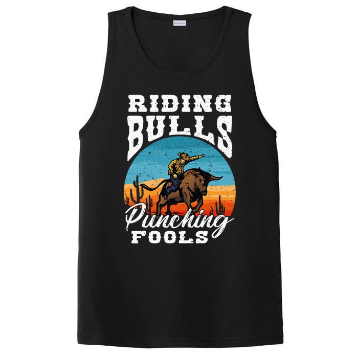 Riding Bulls Punching Fools Cowboy Rodeo & Ranch Lovers PosiCharge Competitor Tank