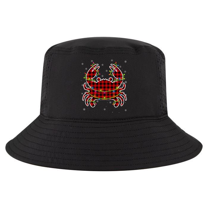 Red Buffalo Plaid Crab Santa Christmas Pajama Matching Cool Comfort Performance Bucket Hat