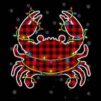 Red Buffalo Plaid Crab Santa Christmas Pajama Matching Cooling Performance Crew T-Shirt