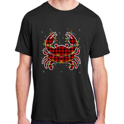 Red Buffalo Plaid Crab Santa Christmas Pajama Matching Adult ChromaSoft Performance T-Shirt