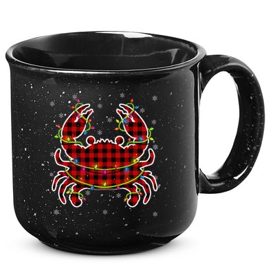 Red Buffalo Plaid Crab Santa Christmas Pajama Matching 15oz Campfire Ceramic Mug