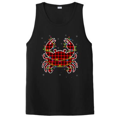 Red Buffalo Plaid Crab Santa Christmas Pajama Matching PosiCharge Competitor Tank