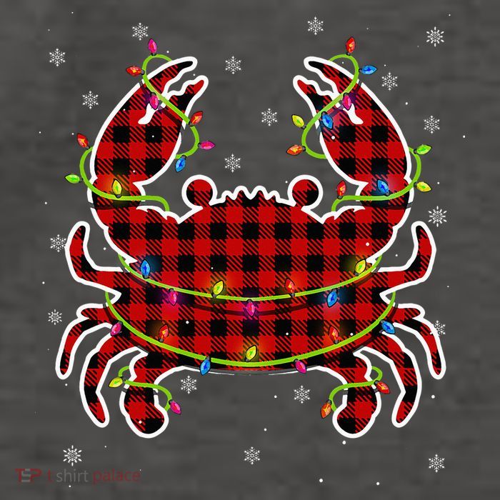 Red Buffalo Plaid Crab Santa Christmas Pajama Matching Vector Backpack