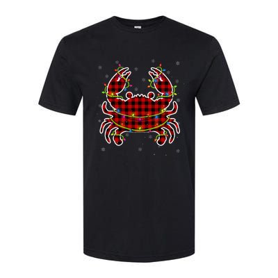 Red Buffalo Plaid Crab Santa Christmas Pajama Matching Softstyle CVC T-Shirt