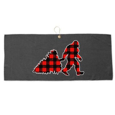 Red Buffalo Plaid Pajama Bigfoot Christmas Large Microfiber Waffle Golf Towel