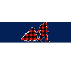 Red Buffalo Plaid Pajama Bigfoot Christmas Bumper Sticker