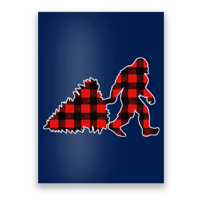 Red Buffalo Plaid Pajama Bigfoot Christmas Poster