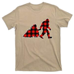 Red Buffalo Plaid Pajama Bigfoot Christmas T-Shirt