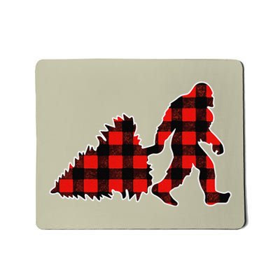 Red Buffalo Plaid Pajama Bigfoot Christmas Mousepad