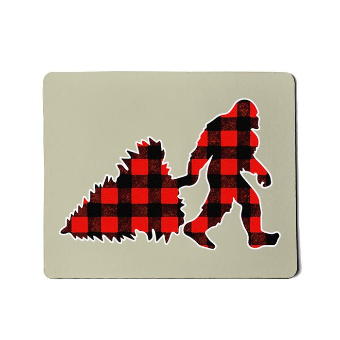 Red Buffalo Plaid Pajama Bigfoot Christmas Mousepad