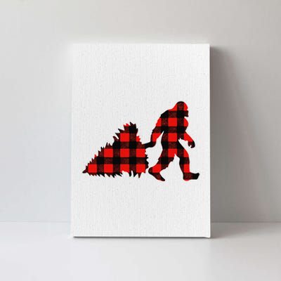 Red Buffalo Plaid Pajama Bigfoot Christmas Canvas