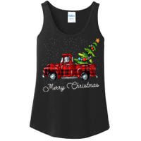 Red Buffalo Plaid Pickup Truck With Tree Merry Christmas Ladies Essential Tank