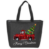 Red Buffalo Plaid Pickup Truck With Tree Merry Christmas Zip Tote Bag