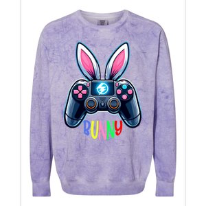 Rabbit Bunny Playing Gamer Graphic Happy Easter Gift Colorblast Crewneck Sweatshirt