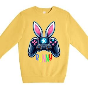 Rabbit Bunny Playing Gamer Graphic Happy Easter Gift Premium Crewneck Sweatshirt