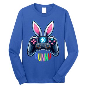 Rabbit Bunny Playing Gamer Graphic Happy Easter Gift Long Sleeve Shirt