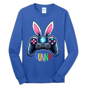 Rabbit Bunny Playing Gamer Graphic Happy Easter Gift Tall Long Sleeve T-Shirt