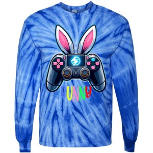 Rabbit Bunny Playing Gamer Graphic Happy Easter Gift Tie-Dye Long Sleeve Shirt