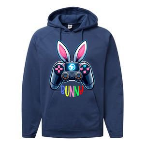 Rabbit Bunny Playing Gamer Graphic Happy Easter Gift Performance Fleece Hoodie