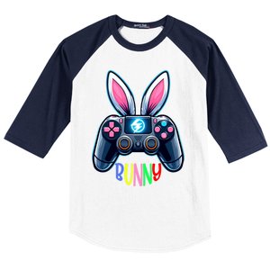 Rabbit Bunny Playing Gamer Graphic Happy Easter Gift Baseball Sleeve Shirt