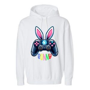 Rabbit Bunny Playing Gamer Graphic Happy Easter Gift Garment-Dyed Fleece Hoodie