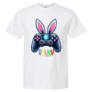 Rabbit Bunny Playing Gamer Graphic Happy Easter Gift Garment-Dyed Heavyweight T-Shirt