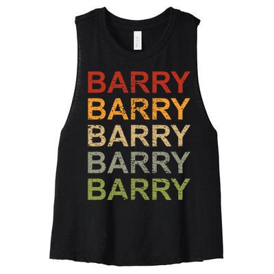 Retro Barry Personalized Barry Name Boy Man Barry Women's Racerback Cropped Tank