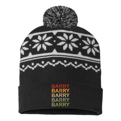 Retro Barry Personalized Barry Name Boy Man Barry USA-Made Snowflake Beanie