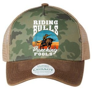 Riding Bulls Punching Fools Cowboy Rodeo & Ranch Lovers Legacy Tie Dye Trucker Hat