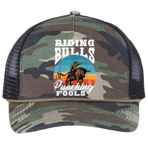 Riding Bulls Punching Fools Cowboy Rodeo & Ranch Lovers Retro Rope Trucker Hat Cap