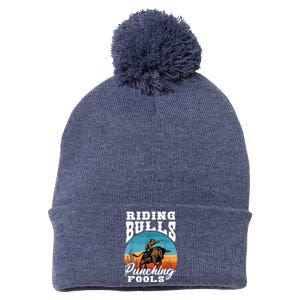 Riding Bulls Punching Fools Cowboy Rodeo & Ranch Lovers Pom Pom 12in Knit Beanie