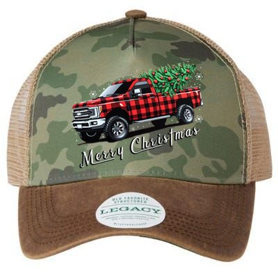 Red Buffalo Plaid Pickup Truck With Tree Merry Christmas Legacy Tie Dye Trucker Hat