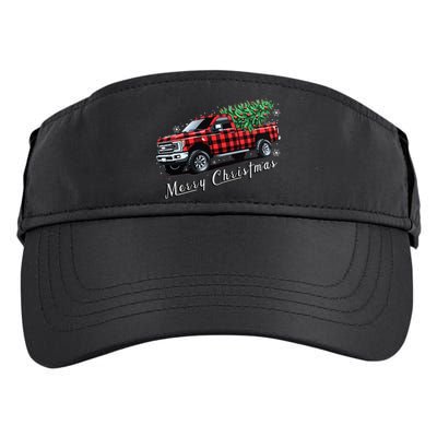 Red Buffalo Plaid Pickup Truck With Tree Merry Christmas Adult Drive Performance Visor