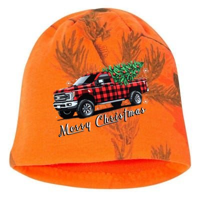 Red Buffalo Plaid Pickup Truck With Tree Merry Christmas Kati - Camo Knit Beanie