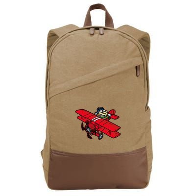 Red Baron Plane Biplane Pilot Airplane Cotton Canvas Backpack