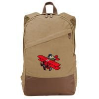 Red Baron Plane Biplane Pilot Airplane Cotton Canvas Backpack