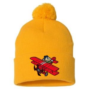 Red Baron Plane Biplane Pilot Airplane Pom Pom 12in Knit Beanie