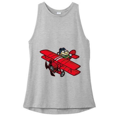 Red Baron Plane Biplane Pilot Airplane Ladies PosiCharge Tri-Blend Wicking Tank