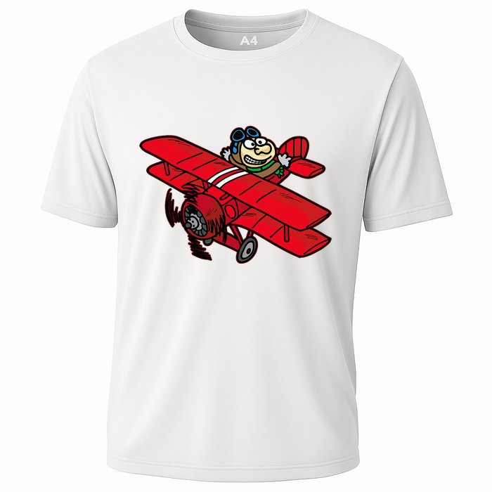 Red Baron Plane Biplane Pilot Airplane Cooling Performance Crew T-Shirt