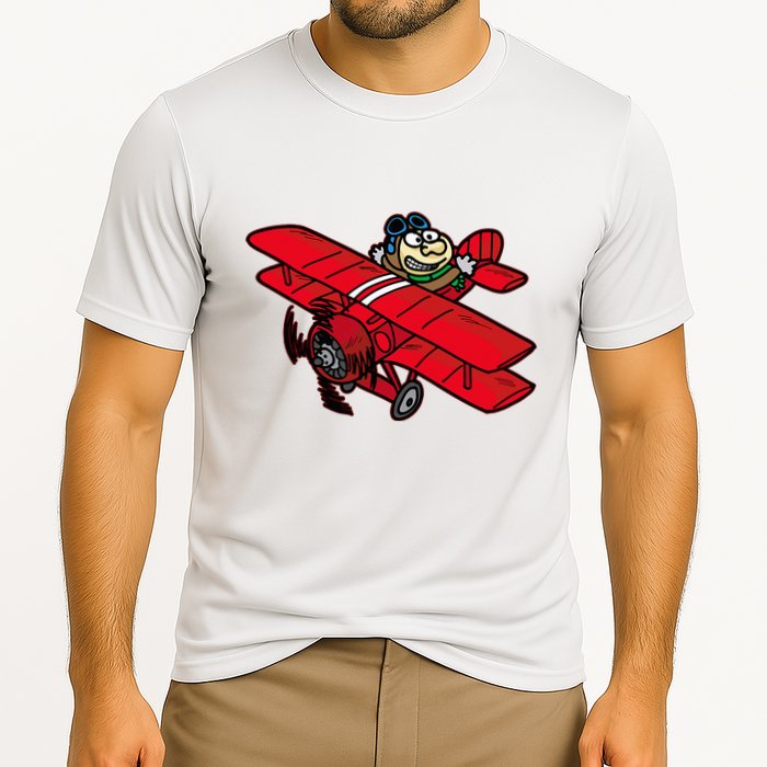 Red Baron Plane Biplane Pilot Airplane Cooling Performance Crew T-Shirt