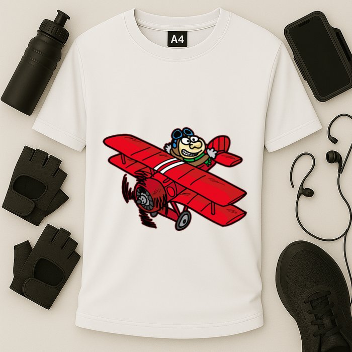 Red Baron Plane Biplane Pilot Airplane Cooling Performance Crew T-Shirt