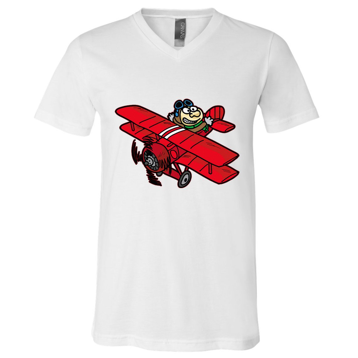 Red Baron Plane Biplane Pilot Airplane V-Neck T-Shirt